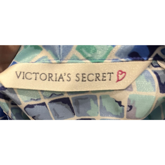 Victoria's Secret Pink Heart Label Blue 90's Mosaic Pajama Short Set SZ Large - Picture 5 of 11